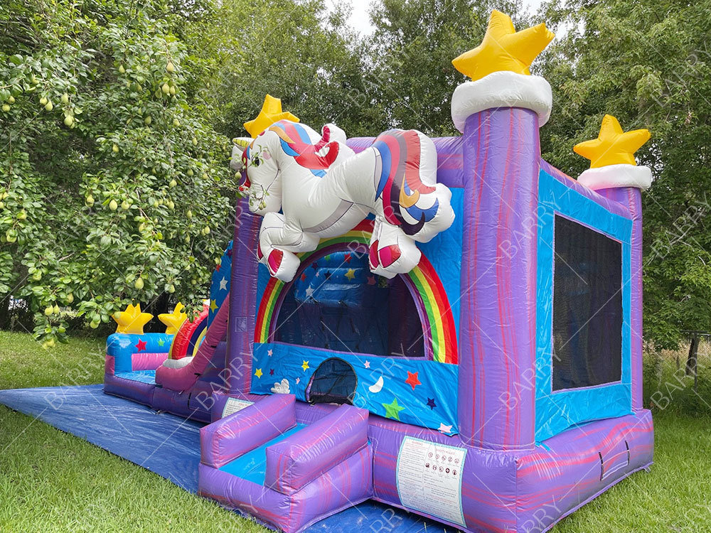 Commercial Inflatable Water Slide Combo Bouncer Unicorn Jumper Jumping Moon Bouncy Castles Bounce House
