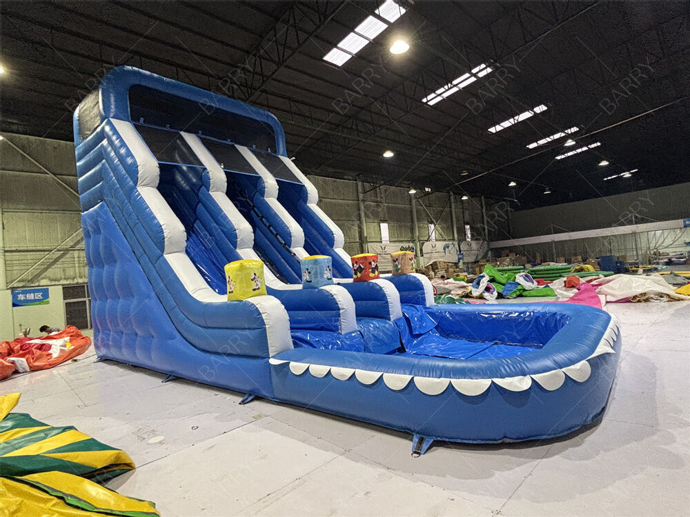 Commercial Blue Wave Kids Backyard PVC Inflatable Slide With Pool For Home Use