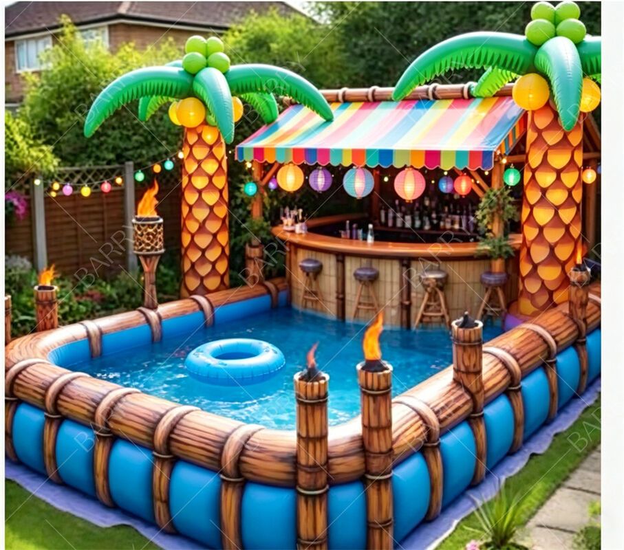 Tropical Tiki Inflatable Floating Pool Bar – Ultimate Backyard Luau Party Station