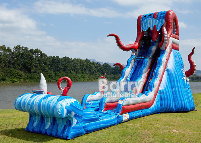 0.55mm PVC Tarpaulin 25 FT Ocean Battle Slide , Inflatable Adults Water Slide For Backyard