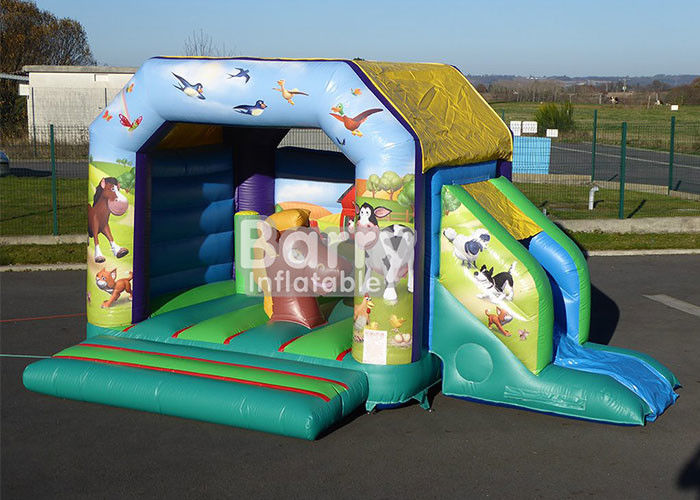 Commercial Children Inflatable Farm Theme Bounce House Combo With Slide For Kids