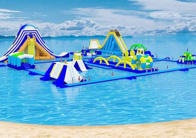 Commercial Floating Toys Inflatable Water Park , Giant Beach Waterpark For Adult