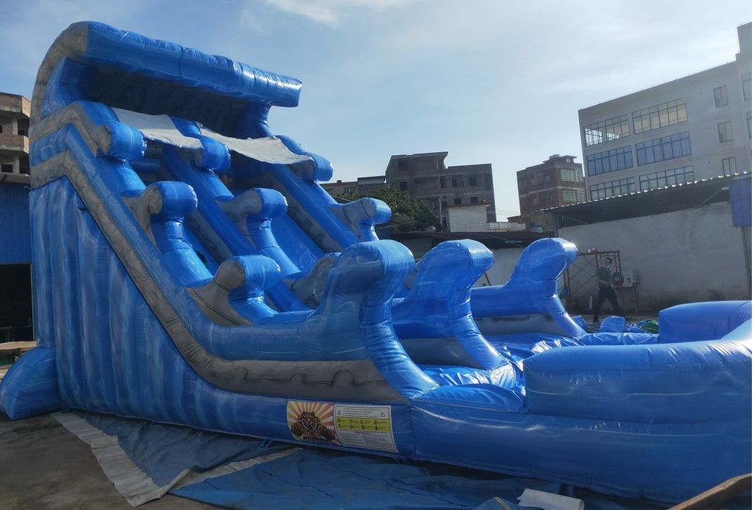 PVC Assorted Colors Inflatable Water Slide With Pool EN14960 Standard