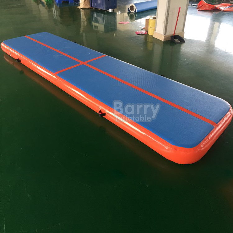 Blow Up Cheerleading Gym 4m Inflatable Air Track Mattress Blue And Orange Color
