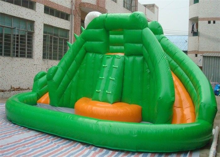 Mini Commercial Inflatable Slide With Climbing Wall , Frog Style Inflatable Pool Slide
