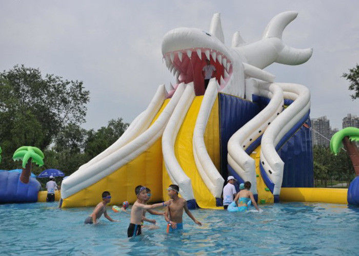 Commercial Giant Shark Blow Up Kid Pool With Fun Inflatable Pool Toys