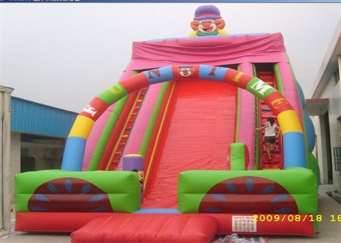 Two Climbing Ladders Commercial Inflatable Slide , 7M Height Inflatable Clown Slide For Players