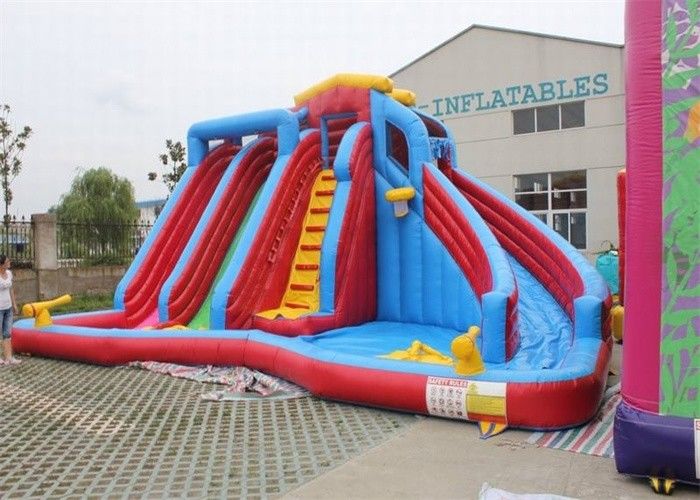 Approved Large Garden Inflatable Double Water Slide For Children