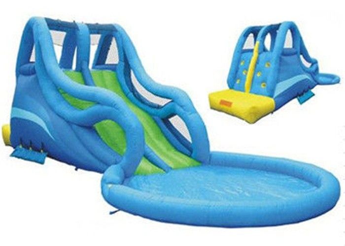Blue Kidwise Inflatable Water Slide And Pool / Inflatable Outdoor Water Slide