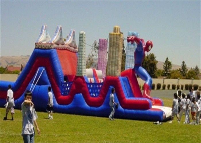 Waterproof Large Commercial Spiderman Bouncer Obstacle Course for Rent