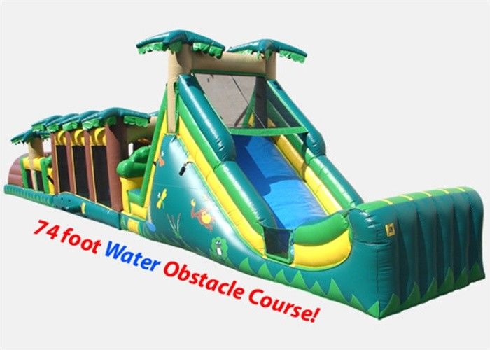 74 Foot Outdoor Kids Inflatable Obstacle Course For Interactive Games