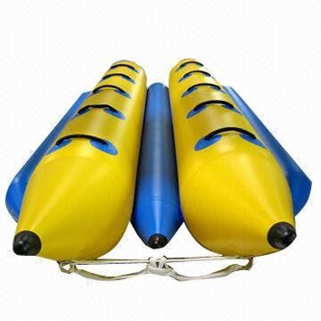 Fire Resistant 12 Seats Inflatable Toy Boat Double Lane Water Game Tube