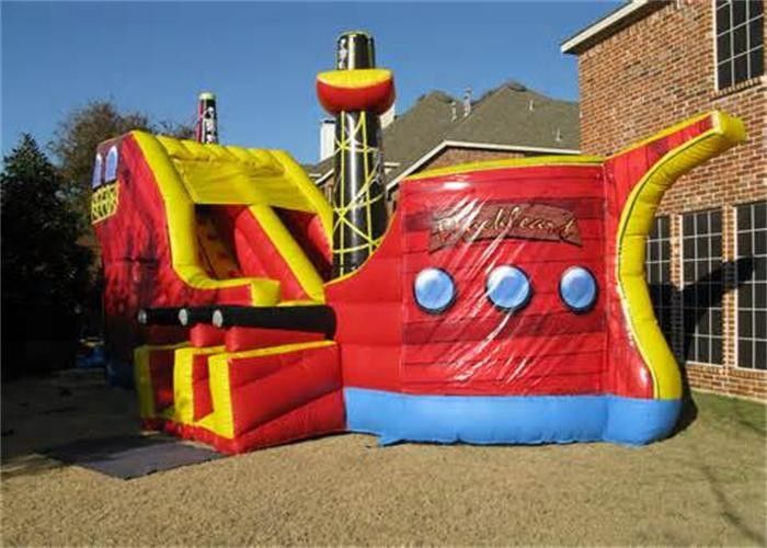 Durable Outdoor Inflatable Pirate Ship Bouncer / Bounce Houses With Slides