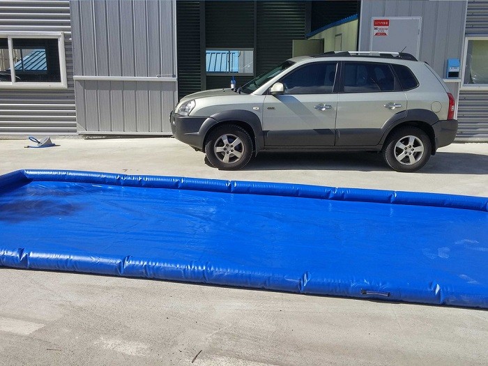 Flexible Blue Car Wash Mats Water Containment Printing Double Tripple