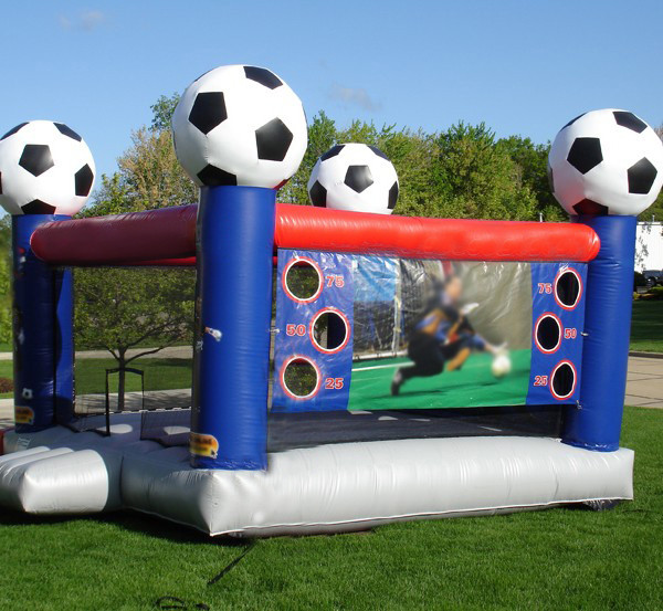 Kids Sport Game Soccer Blow Up Bounce Houses With Safety Net