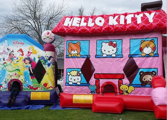 Pink Hello Kitty Inflatable Bouncer , Blow Up Kids Bouncy Castle For