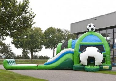 Amazing Soccer Inflatable Jumping Castle Combo With Water Slide
