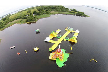 Awesome Super Large Bay Inflatable Water Park , Yellow Water Sports For Ocean