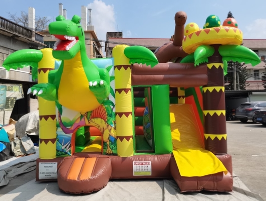 Custom Inflatable Bouncy Castle With Slide Dinosaurs Theme Bounce House For Kids