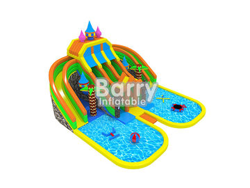 Funny castle inflatable amusement park names with pool and inflatable floating toys