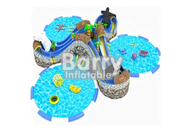 Kids Inflatable Water Park / Aqua Park Durable Commercial Grade With 3 Pools