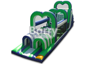 Green Inflatable Assault Course Obstacles Plato 0.55mm PVC Material Durable