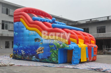 Dual Lanes Seaworld Theme Inflatable Water Slides Waterproof For Inground Pool