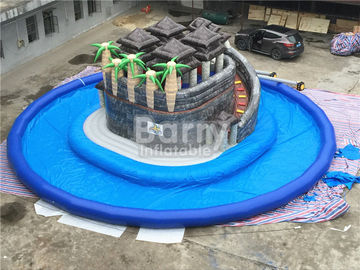 Summer Water Game Jungle Themed Inflatable Blow Up Water Park With Centre Slide