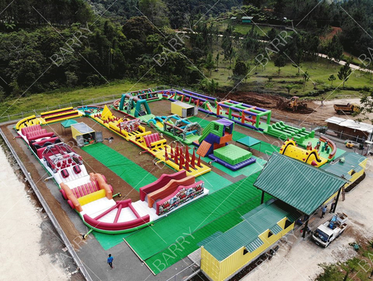 Commercial Grade Fire Resistant PVC 5km Obstacle 5k Inflatable Run For Kids Adults With Air Blower