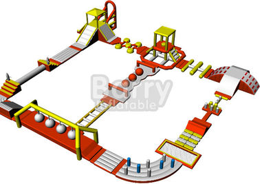 0.9mm PVC Aqua Run Inflatable Water Obstacle Course Floating Water Park
