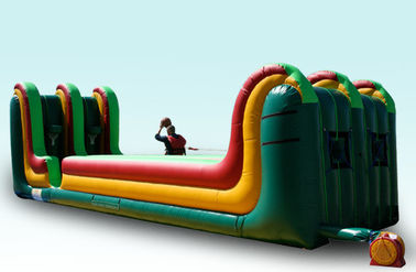 Exciting 2 In 1 3 Lane Bungee Run Race Inflatable With Basketball Shooting