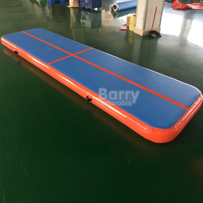 Blow Up Cheerleading Gym 4m Inflatable Air Track Mattress Blue And Orange Color