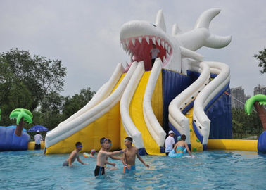 Commercial Giant Shark Blow Up Kid Pool With Fun Inflatable Pool Toys