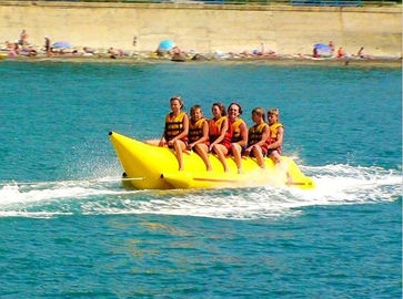 Custom Inflatable Water Toys / Yellow Single Tube Inflatable Banana Boat Towables