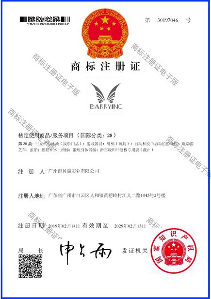 China Guangzhou Barry Industrial Co., Ltd certification