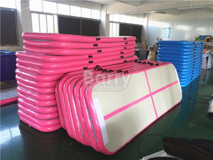 Durable Soft Pink Inflatable Air Track Gymnastics Mat / Floating Water Mat